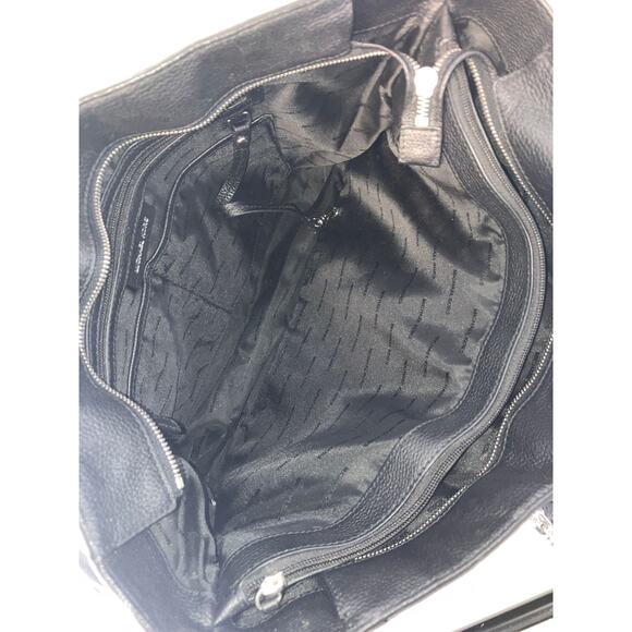 MICHAEL KORS, LARGE BLACK PEBBLED LEATHER SHOULDER BAG TOTE - Picture 11 of 14